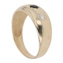 9ct Yellow Gold Cubic Zirconia and Sapphire Three Stone Signet Ring