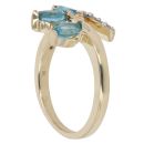 9ct Yellow Gold 0.09ct Diamond And Created Topaz Fancy Ring