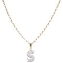 9ct Yellow Gold Cubic Zirconia 'S' Pendant and Chain 20"
