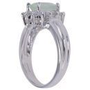 9ct White Gold Cubic Zirconia and Green Gemstone Cluster Ring