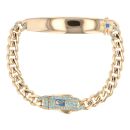 Children's 14ct Yellow Gold Monaco Boy ID Classic Blue Pave Lock Bracelet 5.5"