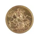 1871 Victoria Young Head UK Full Sovereign Coin