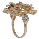 9ct Yellow Gold Multi Gemstone and Cubic Zirconia Flower Ring