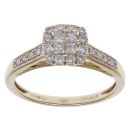 9ct Yellow Gold 0.50ct Princess Cut Diamond Cluster Ring