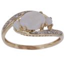 9ct Yellow Gold 0.05ct Brilliant Cut Diamond and Opal Three Stone Ring
