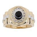 14ct Yellow Gold Cubic Zirconia Black Ring