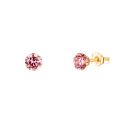 9ct Yellow Gold Pink Cubic Zirconia Stud Earrings 4mm
