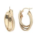 14ct Yellow Gold Greek Key Triple Hoop Earrings