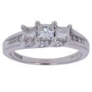 14ct White Gold 0.80ct Princess Cut Diamond Trilogy Ring