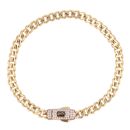 14ct Yellow Gold Monaco Curb Classic Cubic Zirconia Pave Lock Bracelet 7"