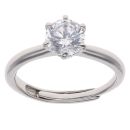 Silver Cubic Zirconia Single Stone Adjustable Ring By Icesia