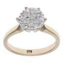 9ct Yellow Gold 0.25ct Brilliant Cut Diamond Cluster Ring