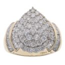 9ct Yellow Gold 1.75ct Brilliant And Baguette Cut Diamond Cluster Ring