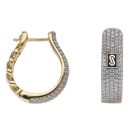 14ct Yellow Gold Monaco Classic Pave Hoop Earrings