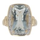9ct Yellow Gold 0.10ct Diamond And Prasiolite Cluster Ring