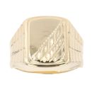 14ct Yellow Gold Half Patterned Square Signet Ring