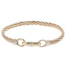9ct Yellow and White Gold Twist Pattern Hinged Bangle