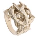 9ct Yellow Gold Greyhound Horse And Horseshoe Ring
