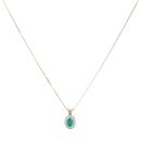 9ct Yellow Gold 0.15ct Diamond and Emerald Cluster Pendant and Chain 18"