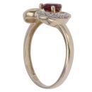 9ct Yellow Gold 0.01ct Diamond and Garnet Heart Ring