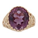 9ct Yellow Gold Amethyst Solitaire Ring