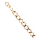 9ct Yellow Gold Flat Plain Curb Bracelet 10"