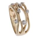 9ct Yellow Gold 0.30ct Brilliant Cut Diamond Fancy Multi Row Ring