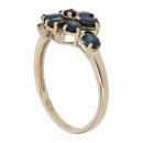9ct Yellow Gold 0.02ct Diamond and Sapphire Cluster Ring