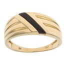 9ct Yellow Gold Patterned Onyx Line Signet Ring