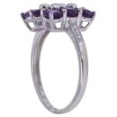 9ct White Gold 0.15ct Diamond and Amethyst Cluster Ring