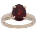 9ct Yellow Gold Patterned Garnet Single Stone Ring