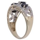 9ct Yellow Gold 0.10ct Diamond and Sapphire Four Stone Ring