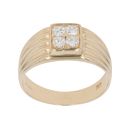 14ct Yellow Gold Cubic Zirconia Patterned Signet Ring