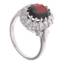 18ct White Gold 0.07ct Diamond and Garnet Cluster Ring