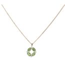 9ct Yellow Gold Peridot And Pearl Cluster Pendant And Chain 16"