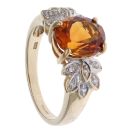 9ct Yellow Gold 0.05ct Diamond and Citrine Solitaire Ring