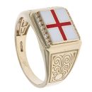 9ct Yellow Gold St George Flag Signet Ring