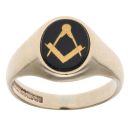 9ct Yellow Gold Masonic Onyx Ring