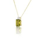 Silver 18ct Yellow Gold Plated Emerald Cut Peridot Lab Grown Diamond Pendant Necklace