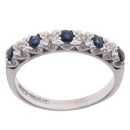 18ct White Gold 0.08ct Brilliant Cut Diamond and Sapphire Ring