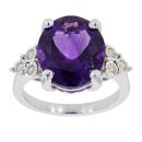 9ct White Gold 0.15cts Diamond And Amethyst Ring