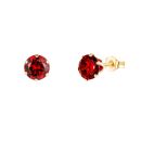 9ct Yellow Gold Garnet Cubic Zirconia Stud Earrings 5mm