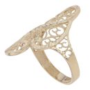 14ct Yellow Gold Diamond Cut Filigree Swirl Ring