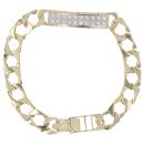 9ct Yellow Gold Patterned Cubic Zirconia Curb Bracelet 7"