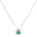 Platinum 0.50ct Baguette Cut Diamond and Emerald Cluster Pendant and Chain 18"