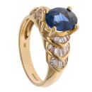 18ct Yellow Gold 1.25ct Baguette Cut Diamond and Sapphire Solitaire Ring