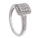 9ct White Gold 0.58ct Princess And Brilliant Cut Diamond Cluster Ring