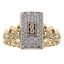 14ct Yellow Gold Monaco Classic Plain Pave Link Signet Ring