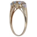 9ct Yellow Gold 0.02ct Diamond and Aquamarine Three Stone Ring