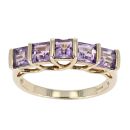 9ct Yellow Gold Amethyst 5 Stone Ring